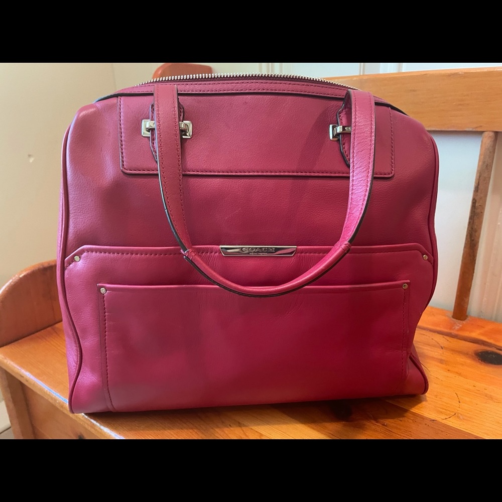 Coach Red Tote with zipper